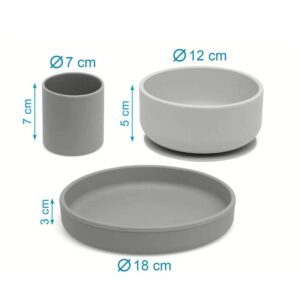 Set stoviglie grigio 3u | KioKids