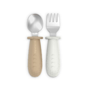 Set 2 posate evolutive inox beige | Suavinex