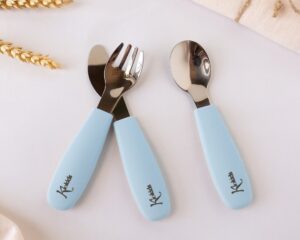 Posate acciaio inossidabile silicone blu | KioKids
