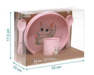 Set stoviglie silicone rosa | KioKids