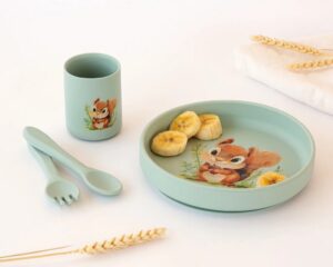 Set stoviglie silicone verde | KioKids