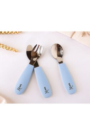 Posate acciaio inossidabile/silicone blu | KioKids