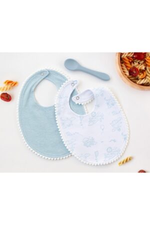 Set di due bavaglini e cucchiaio planes blu | KioKids